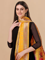 image, DEVANGI Fashion Women&#39;s Floral Silk Blend Patola Woven Dupatta
