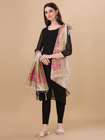 image, DEVANGI Fashion Women&#39;s Floral Silk Blend Patola Woven Dupatta
