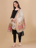 image, DEVANGI Fashion Women&#39;s Floral Silk Blend Patola Woven Dupatta
