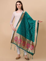 image, DEVANGI Fashion Women&#39;s Floral Silk Blend Patola Woven Dupatta
