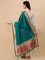 image, DEVANGI Fashion Women&#39;s Floral Silk Blend Patola Woven Dupatta
