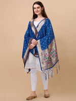 image, DEVANGI Fashion Women&#39;s Floral Silk Blend Patola Woven Dupatta
