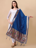 image, DEVANGI Fashion Women&#39;s Floral Silk Blend Patola Woven Dupatta
