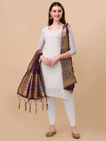 image, DEVANGI Fashion Women&#39;s Floral Silk Blend Patola Woven Dupatta

