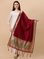 image, DEVANGI Fashion Women&#39;s Floral Silk Blend Patola Woven Dupatta
