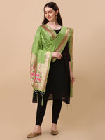 image, DEVANGI Fashion Women&#39;s Floral Silk Blend Patola Woven Dupatta
