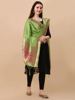 image, DEVANGI Fashion Women&#39;s Floral Silk Blend Patola Woven Dupatta
