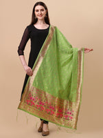 image, DEVANGI Fashion Women&#39;s Floral Silk Blend Patola Woven Dupatta
