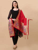 image, DEVANGI Fashion Women&#39;s Floral Silk Blend Patola Woven Dupatta
