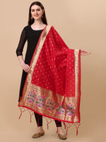 image, DEVANGI Fashion Women&#39;s Floral Silk Blend Patola Woven Dupatta
