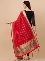 image, DEVANGI Fashion Women&#39;s Floral Silk Blend Patola Woven Dupatta

