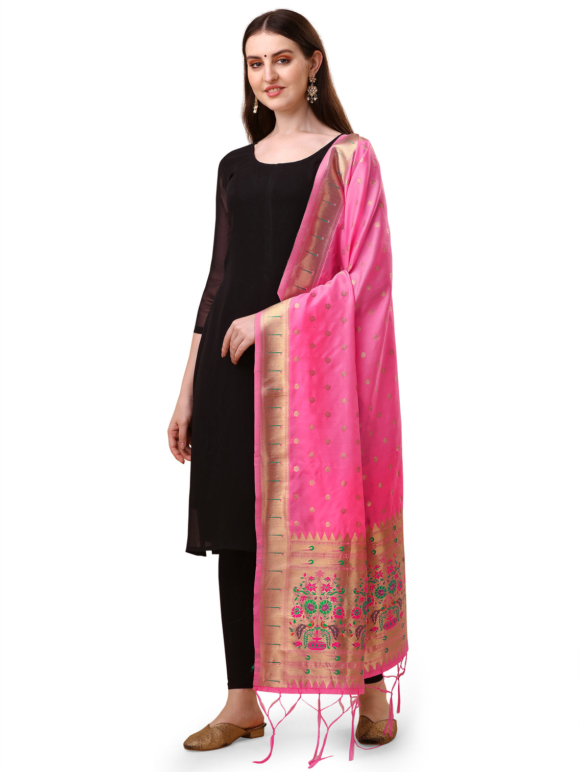 DEVANGI Fashion Women's Floral Silk Blend Patola Woven Dupatta