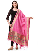 image, DEVANGI Fashion Women&#39;s Floral Silk Blend Patola Woven Dupatta
