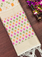 image, DEVANGI Fashion Women&#39;s Floral Silk Blend Patola Woven Dupatta
