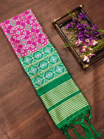 image, DEVANGI Fashion Women&#39;s Floral Silk Blend Patola Woven Dupatta
